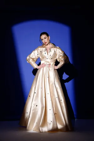 𝐋𝐀𝐑𝐀 Belt Detailed Stone Embroidered Hijab Evening Dress - T56736