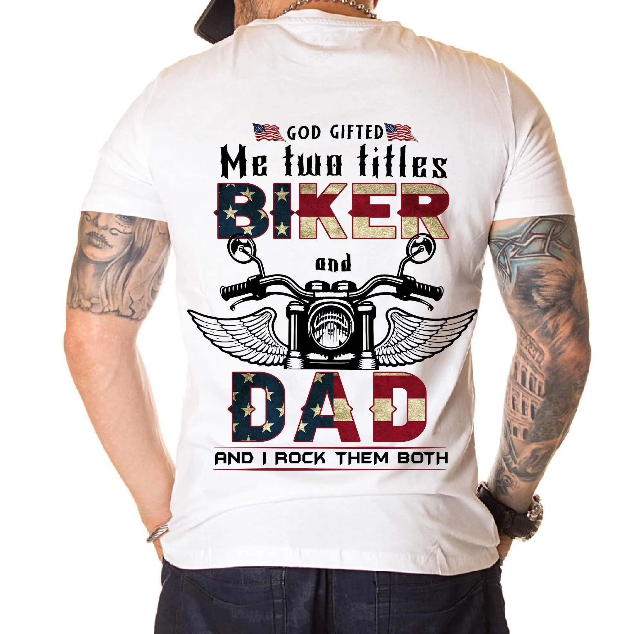 2D White Tshirt - Biker Dad - Hdmt