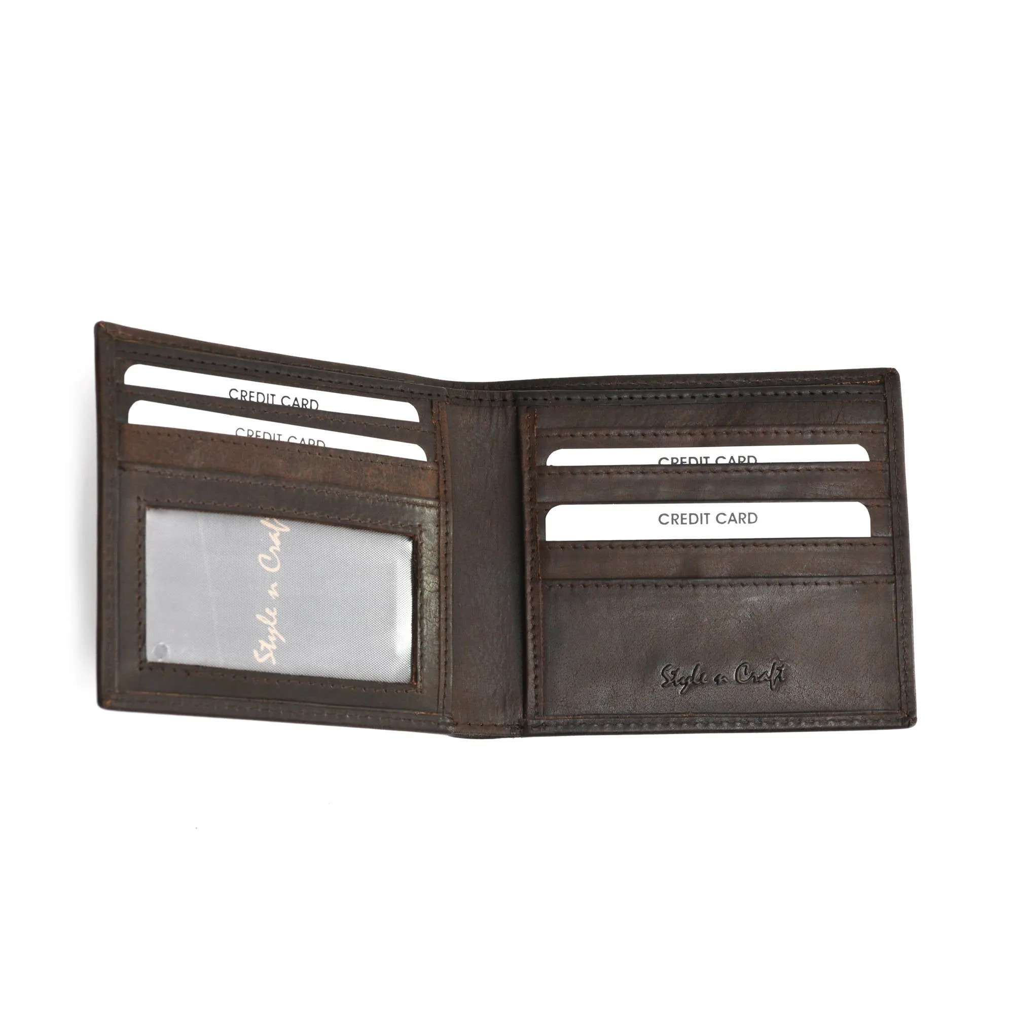 391003 Slim Bifold Hipster Dark Brown Leather Wallet | Style n Craft