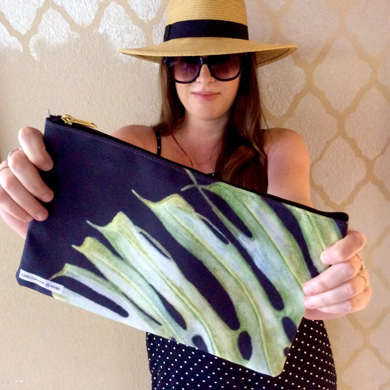Accessory Bag:  Monstera Leaf - Black
