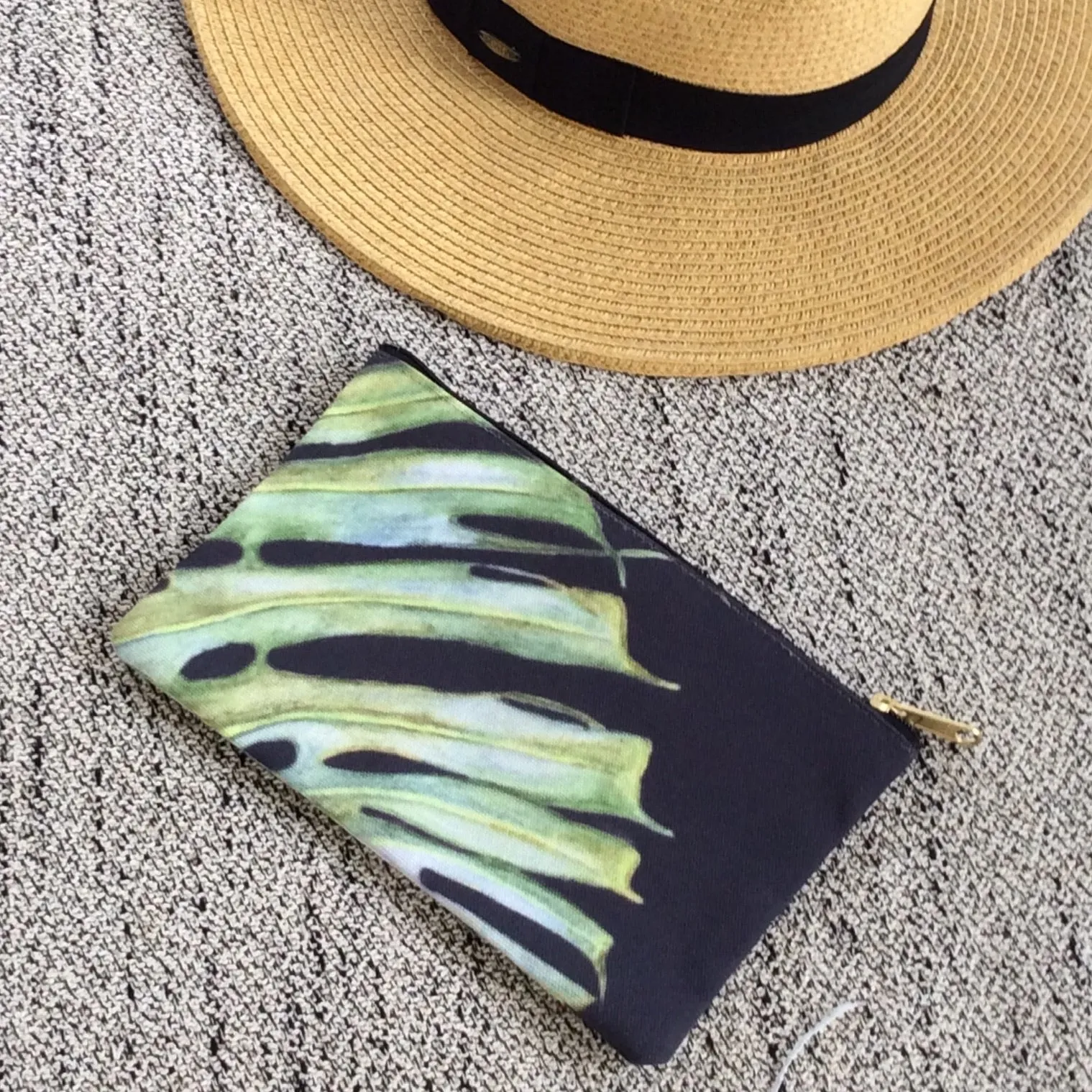 Accessory Bag:  Monstera Leaf - Black