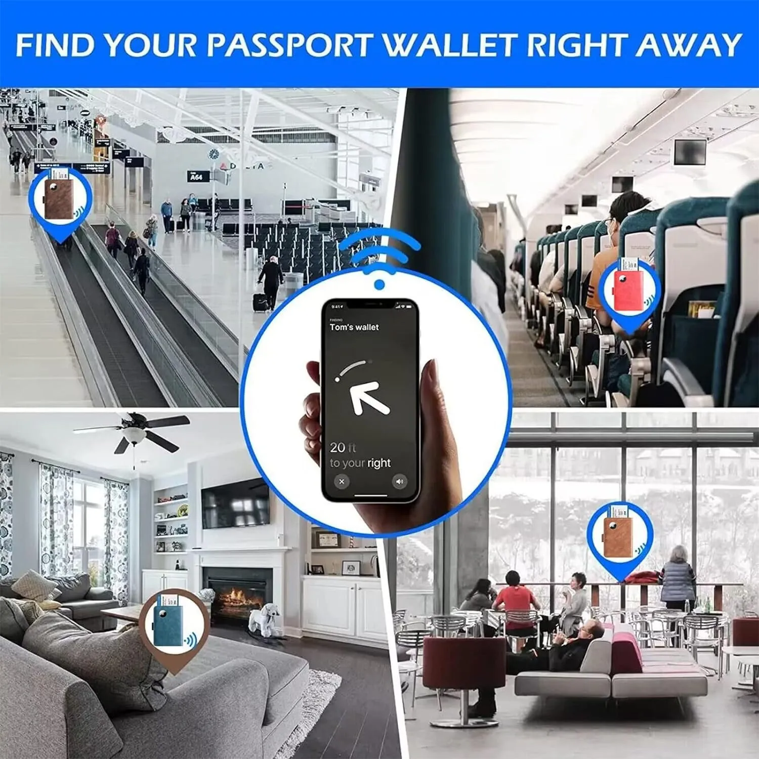 Airtag Passport Wallet Rfid Blocking Leather Travel Wallet