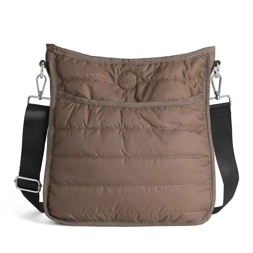 Alma Puffer Messenger Bag w/Strap-Mushroom