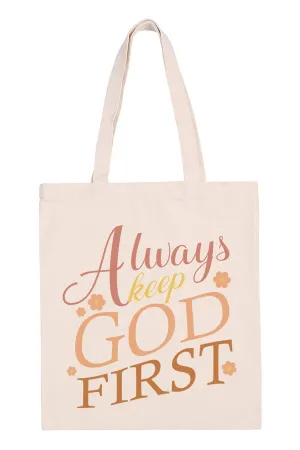 ALWAYS KEEP GOD FIRST PRINT TOTE BAG