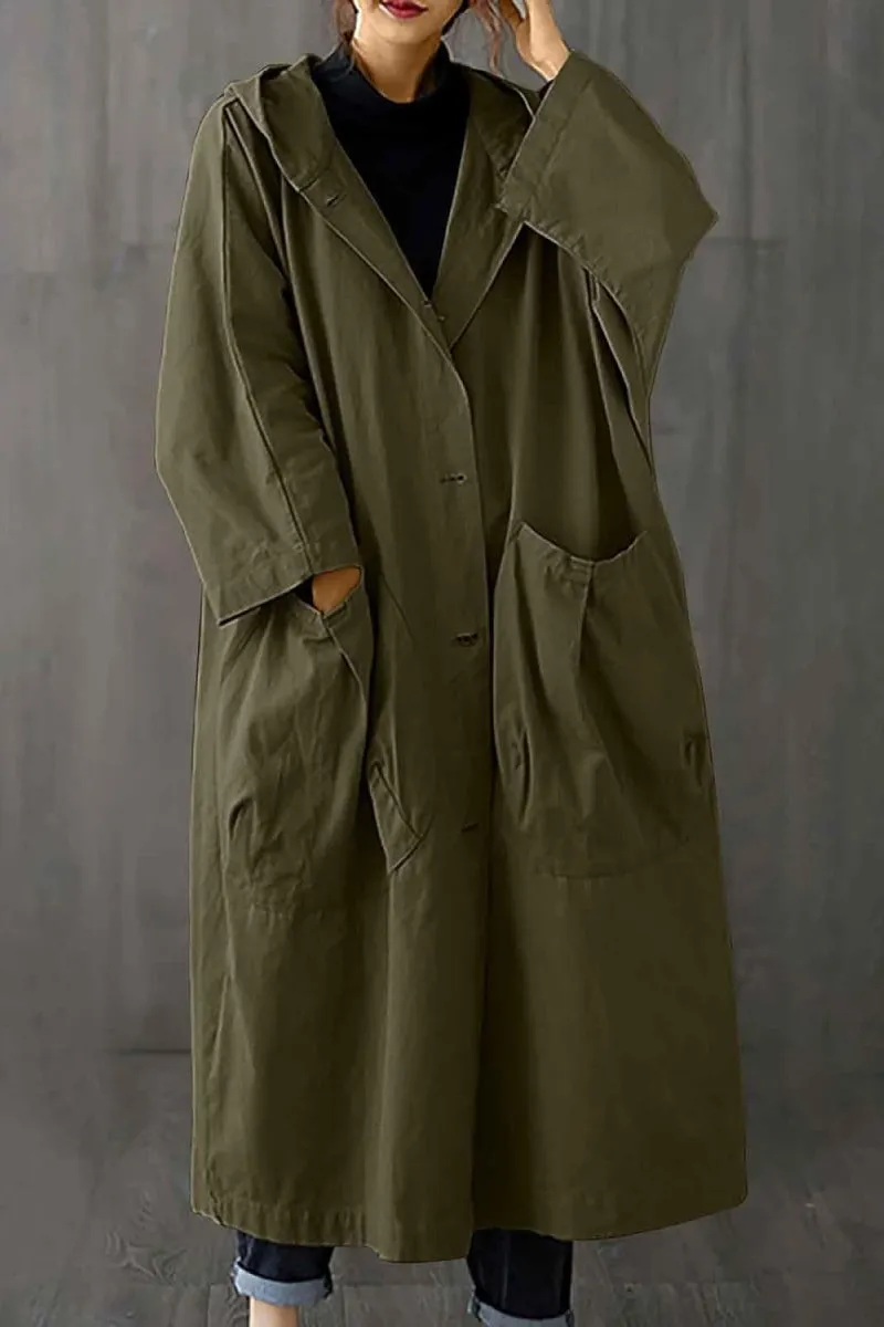 Army Green One Size Fits All Oversized Water Resistant Windbreaker Jacket