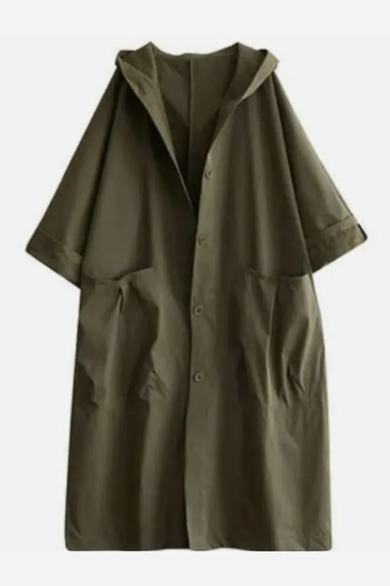 Army Green One Size Fits All Oversized Water Resistant Windbreaker Jacket