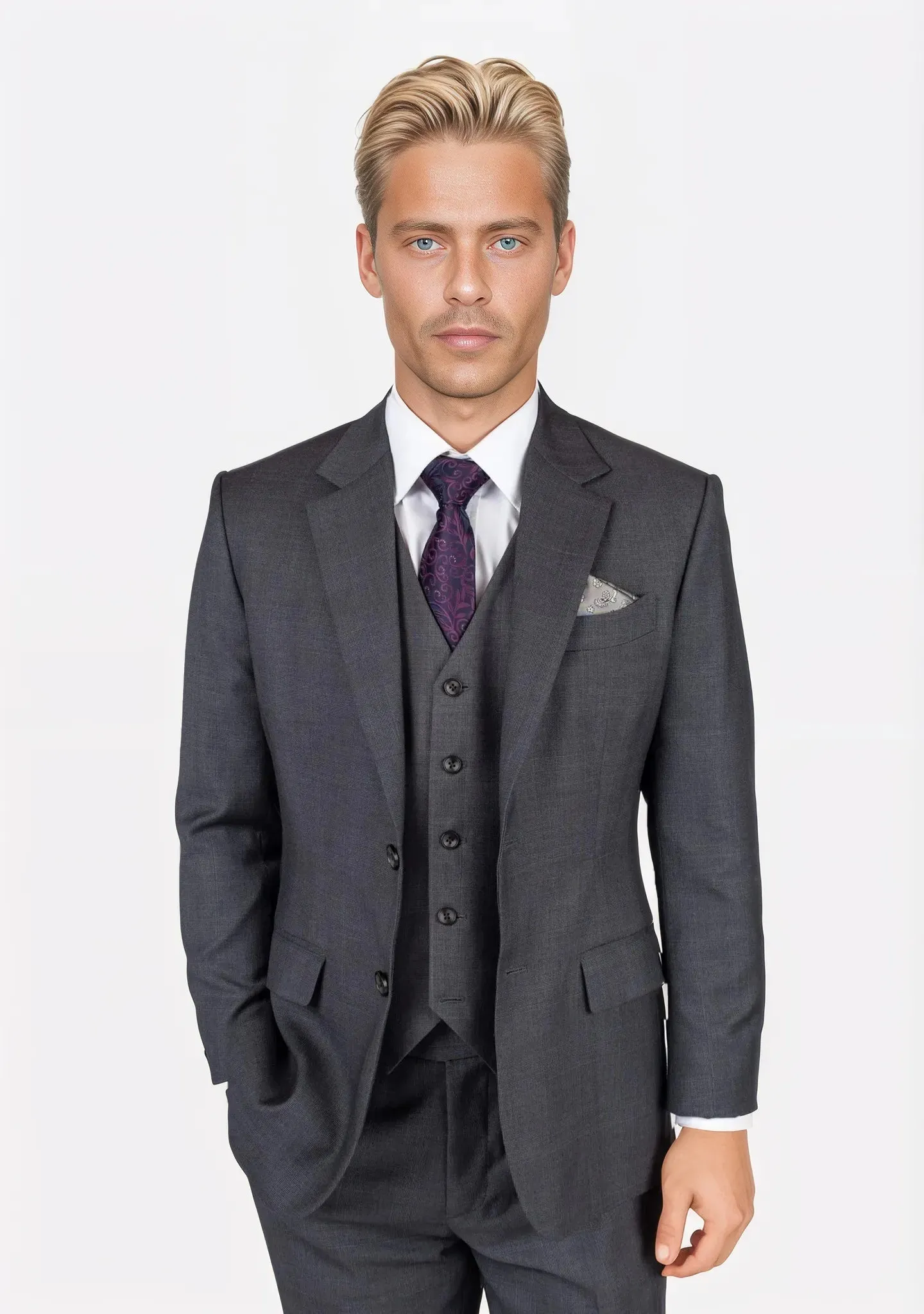 Astor Charcoal Prince of Wales Suit
