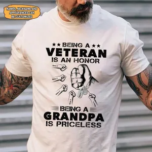 Being a veteran is a honor being a grandpa is priceless Personalized gift for father's day-Htv