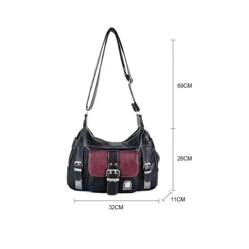 binfenxie Y2K Vintage Crossbody Shoulder Bag High Quality PU Leather Nylon Tote Bag Women Commuter Female Trend BlacMessenger Bags Zipper
