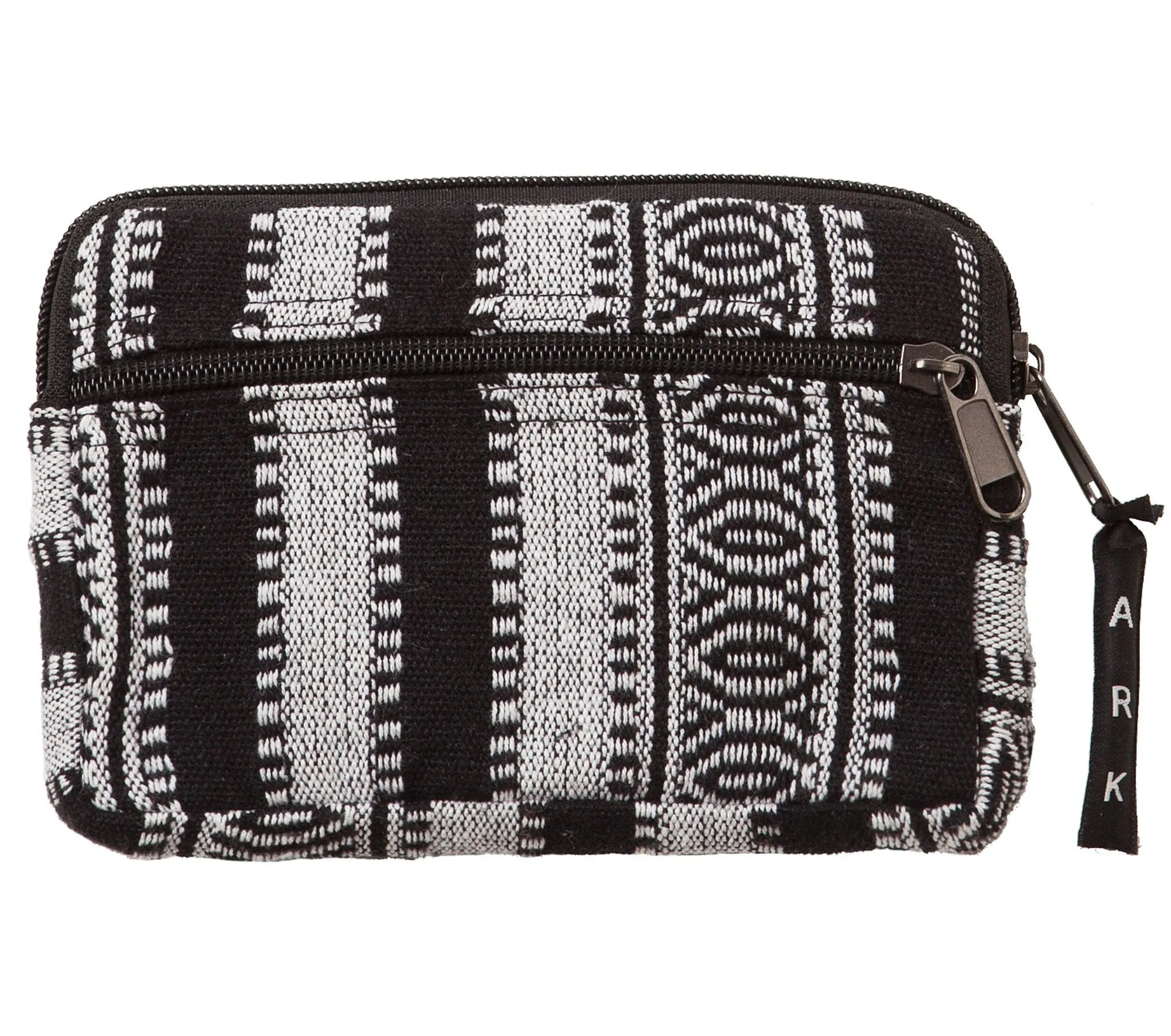 Black and White Hippy Coach Purse, 100% Cotton Material, Front Zipper Pocket