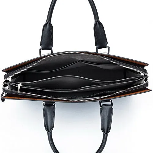 Bostanten Formal Leather Briefcase Shoulder Laptop Business Bag For Men Black