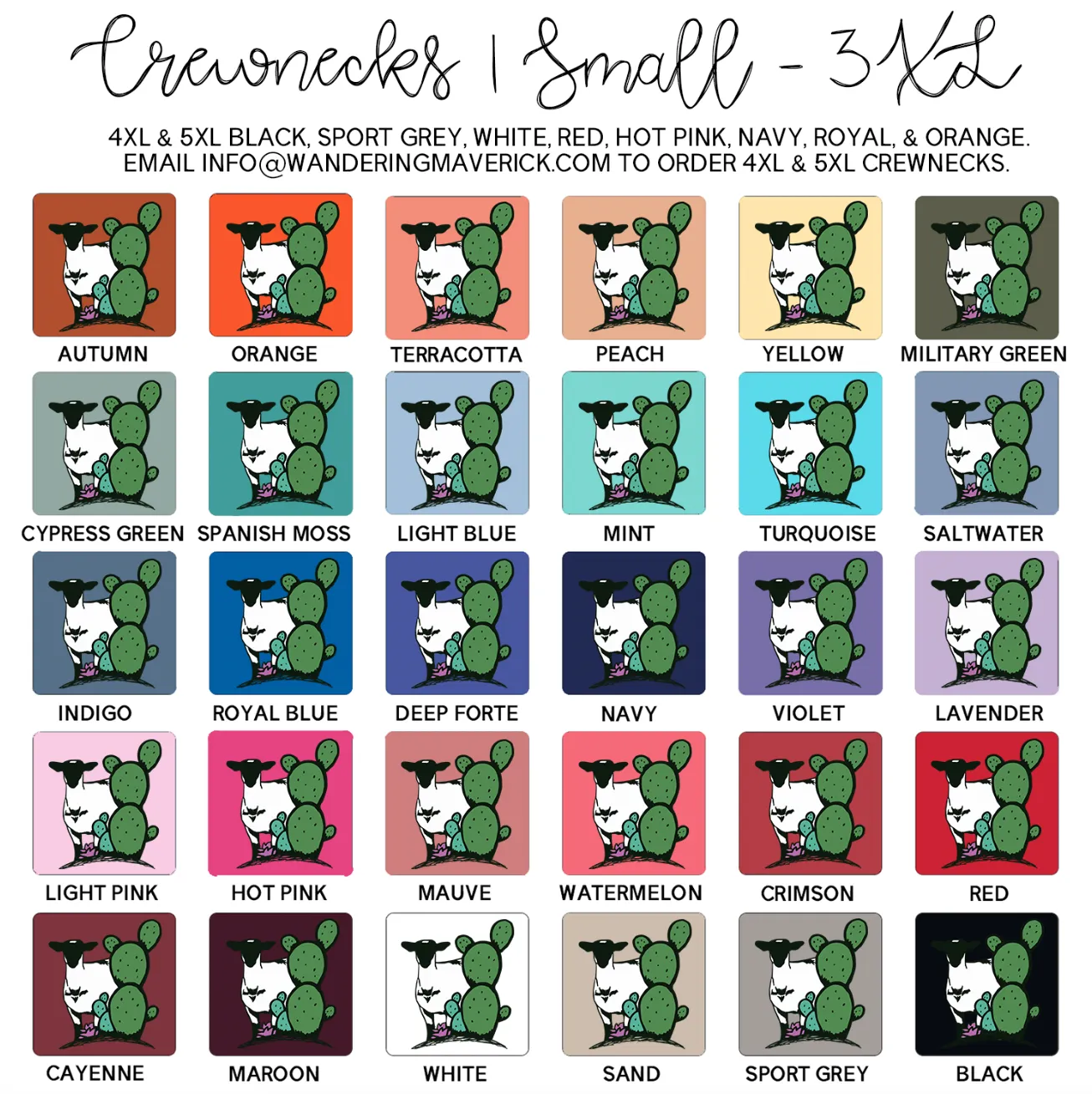 Cactus Lamb Crewneck (S-3XL) - Multiple Colors!