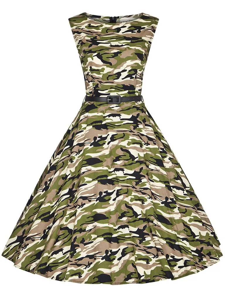 Camouflage Army Style 50s Flapper Dress
