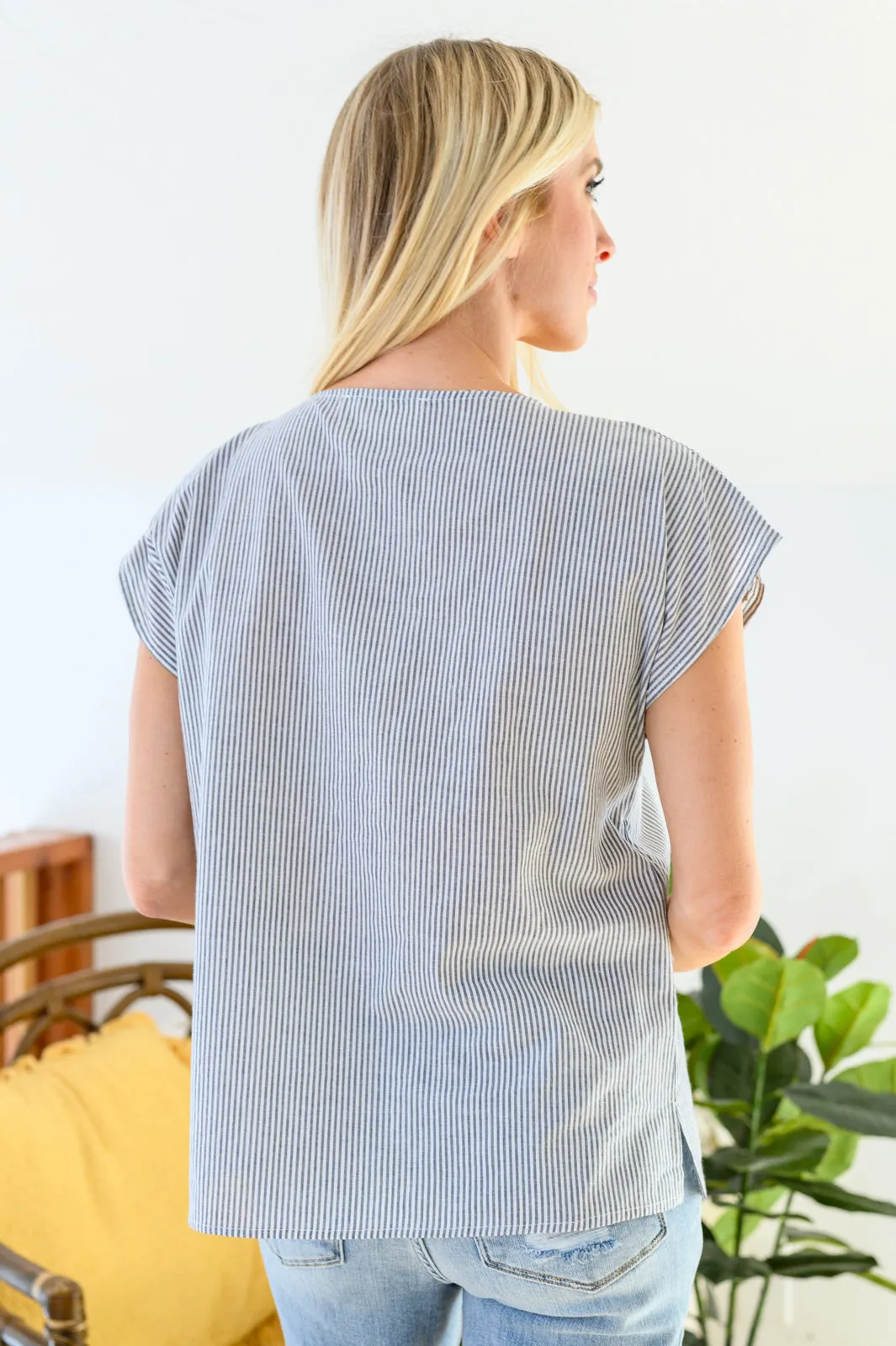 Canopy of Crushes Embroidered Striped Floral Top