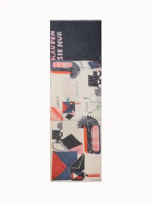 Cashmere Scarf with "Kaufen Sie Nur" Print