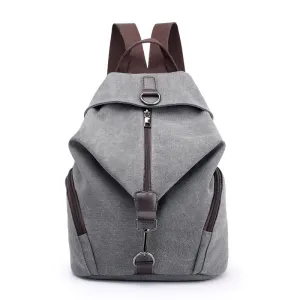 Casual Style Multi-Pocket Zipper Soft-Touch Canvas Durable Lightweight Backpack