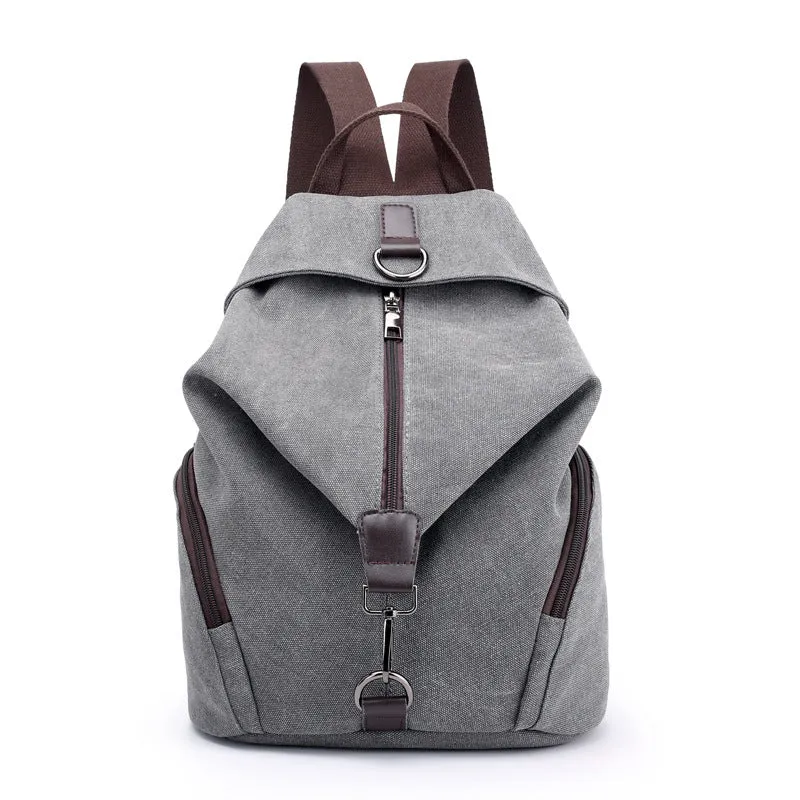 Casual Style Multi-Pocket Zipper Soft-Touch Canvas Durable Lightweight Backpack