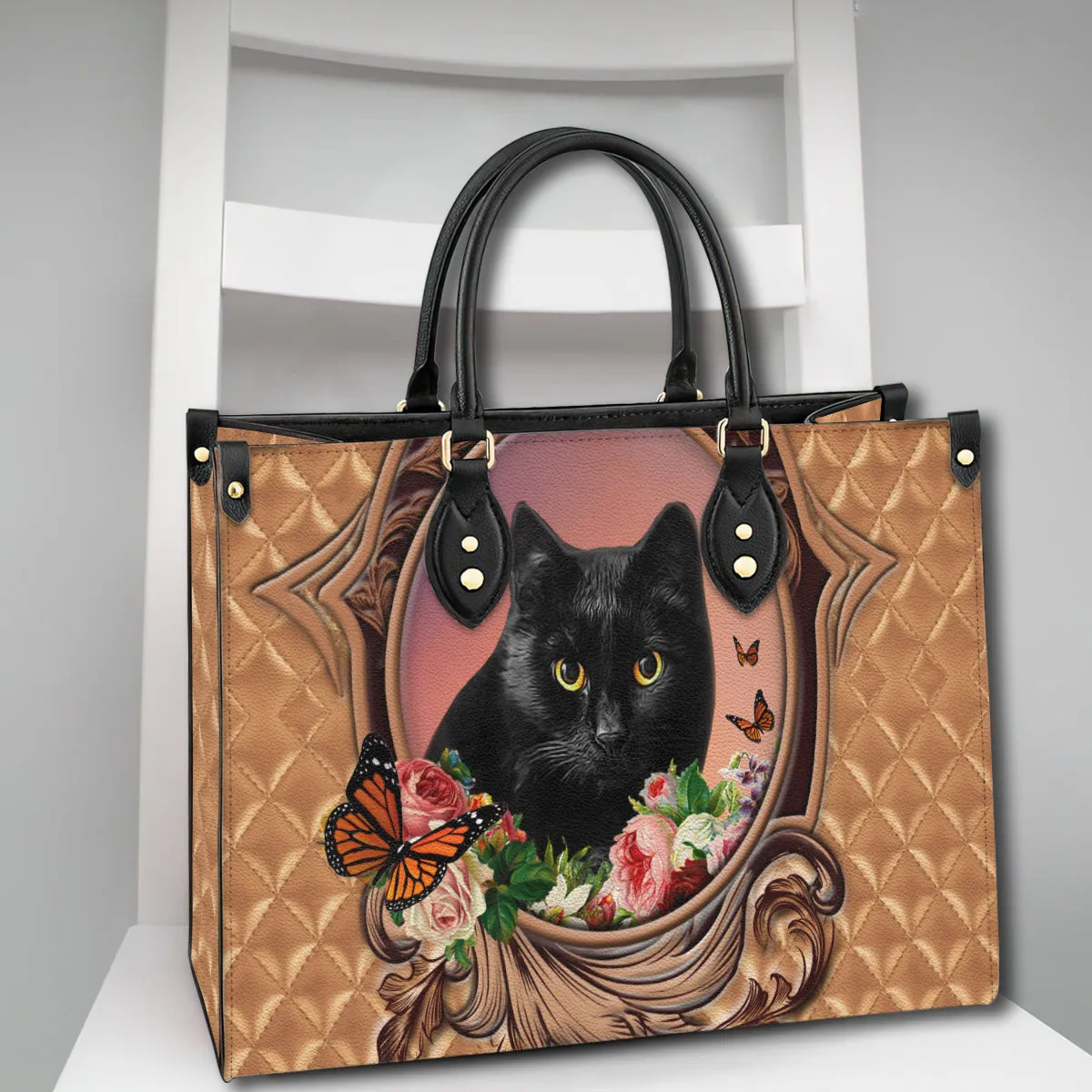 Cat Lover Personalized Leather Handbag With Photo