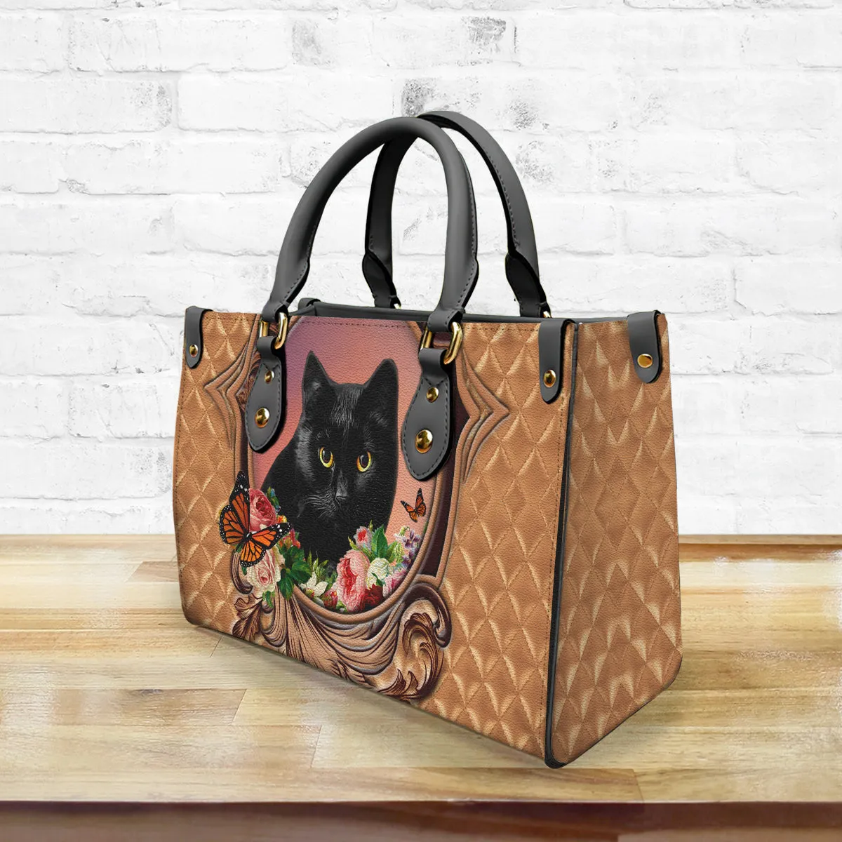 Cat Lover Personalized Leather Handbag With Photo