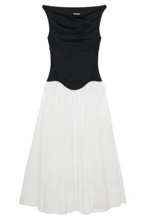 Cersei Cotton Midi Dress | White Black Multi