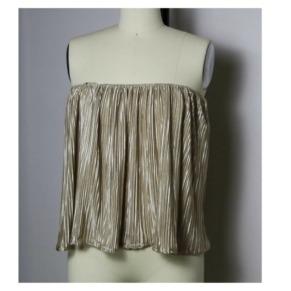 Champagne Gold Pleated Tube Top