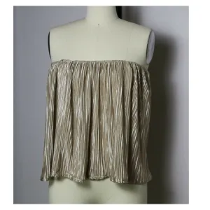 Champagne Gold Pleated Tube Top