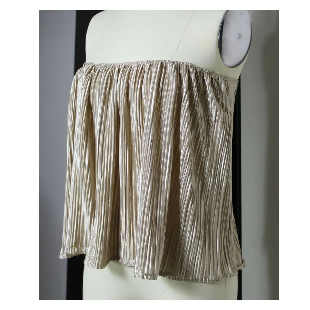 Champagne Gold Pleated Tube Top