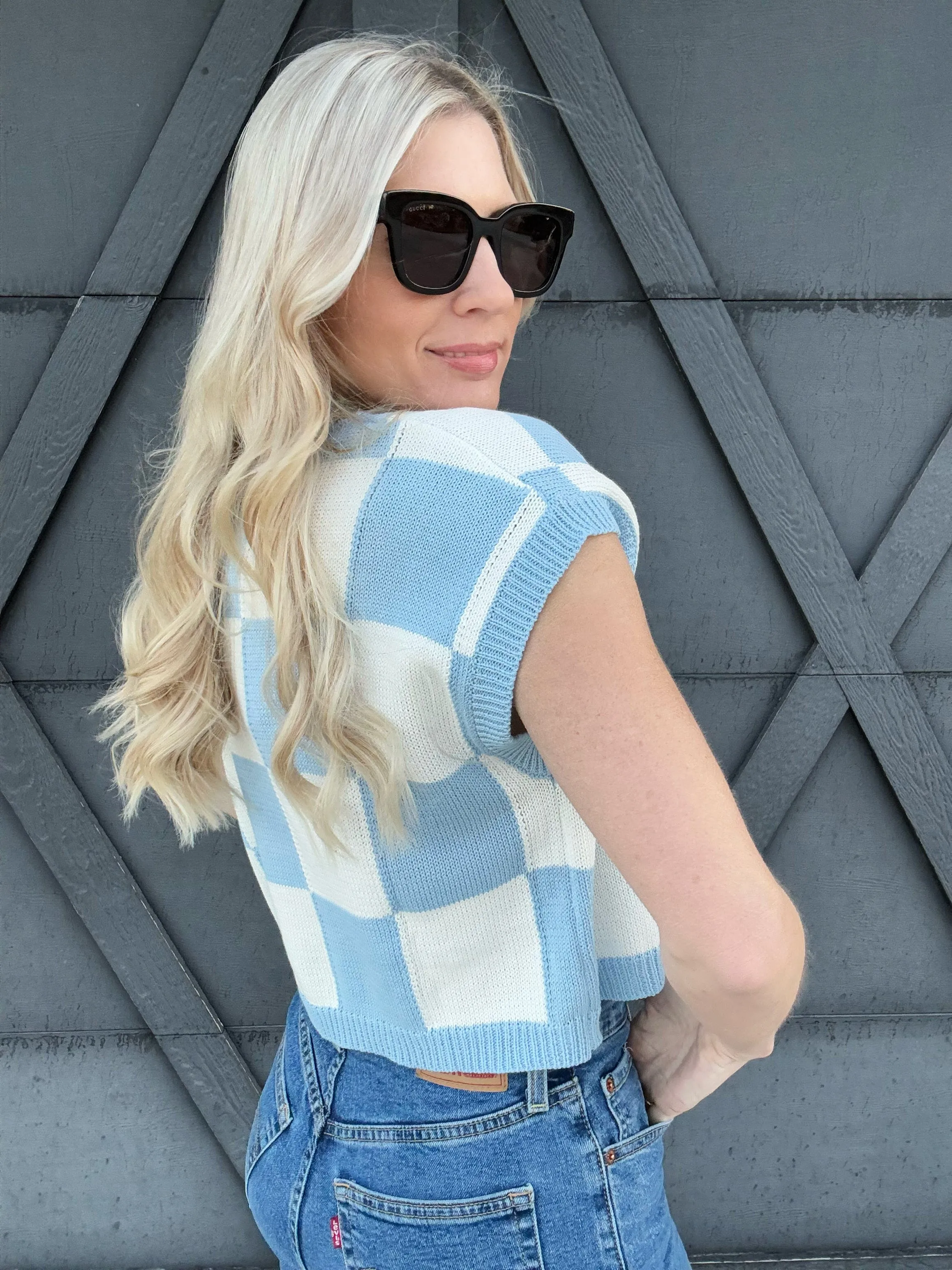 Checkered Sweater In Blue