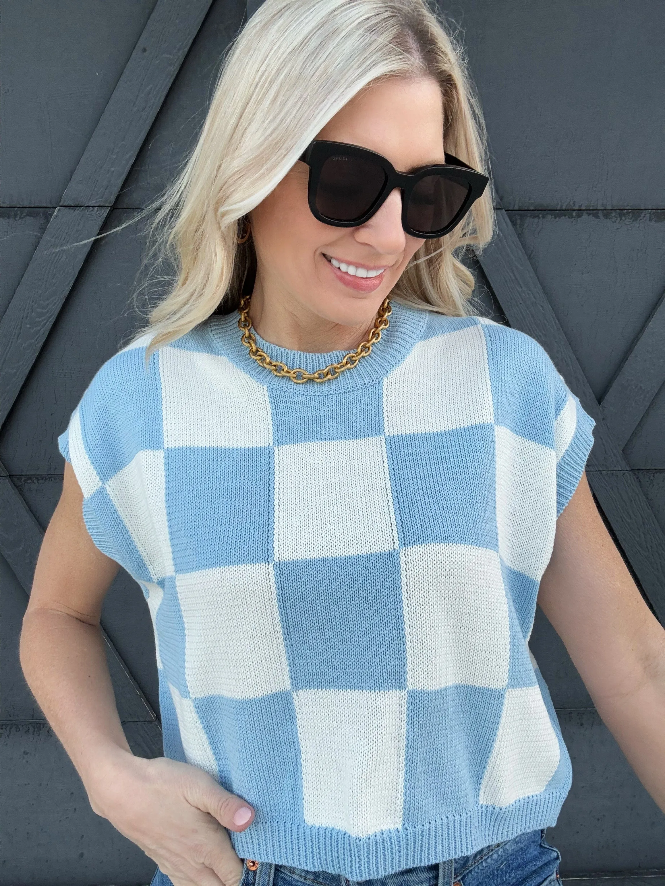 Checkered Sweater In Blue