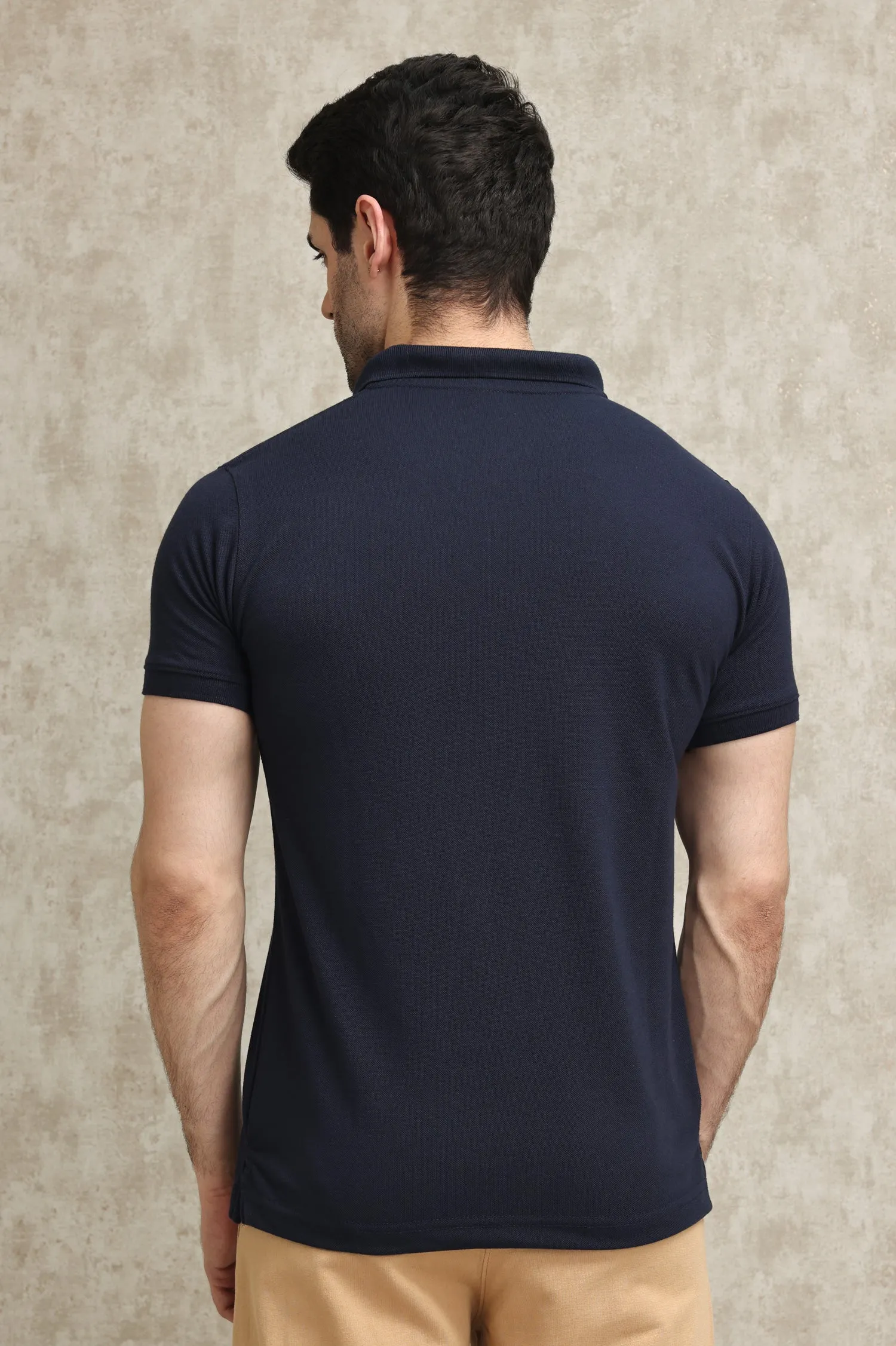 CLASSIC PIQUE COTTON POLO SHIRT-NAVY