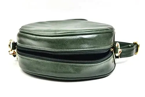 Classy Leather Customized Chained Sling Bag Round   Men's Wallet - Green Green