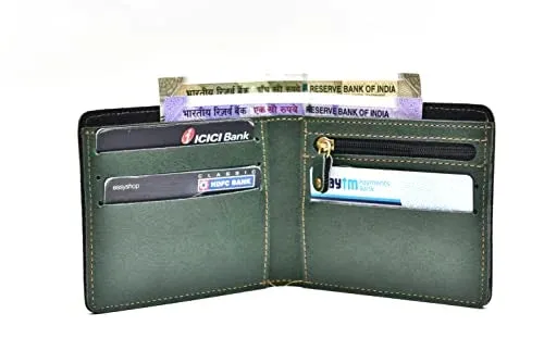Classy Leather Customized Chained Sling Bag Round   Men's Wallet - Green Green