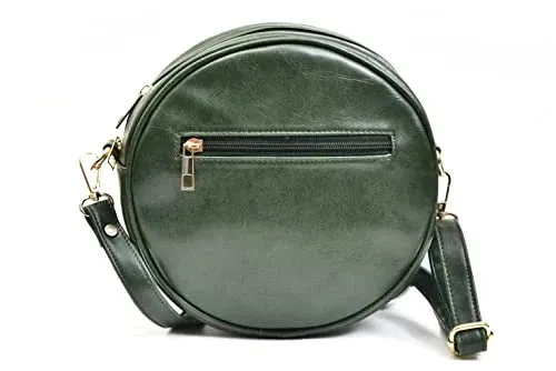 Classy Leather Customized Chained Sling Bag Round   Men's Wallet - Green Green
