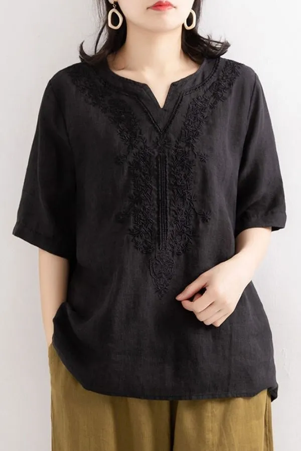 Cotton & Linen Casual T-shirt (Fit 88lbs - 188lbs)