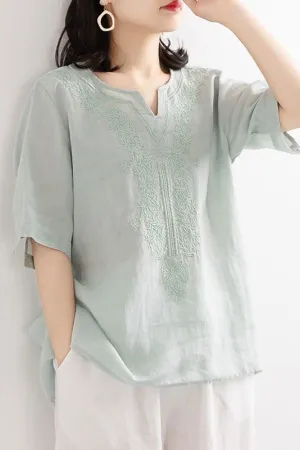 Cotton & Linen Casual T-shirt (Fit 88lbs - 188lbs)