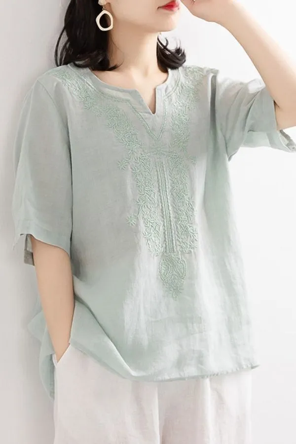 Cotton & Linen Casual T-shirt (Fit 88lbs - 188lbs)