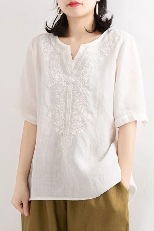 Cotton & Linen Casual T-shirt (Fit 88lbs - 188lbs)