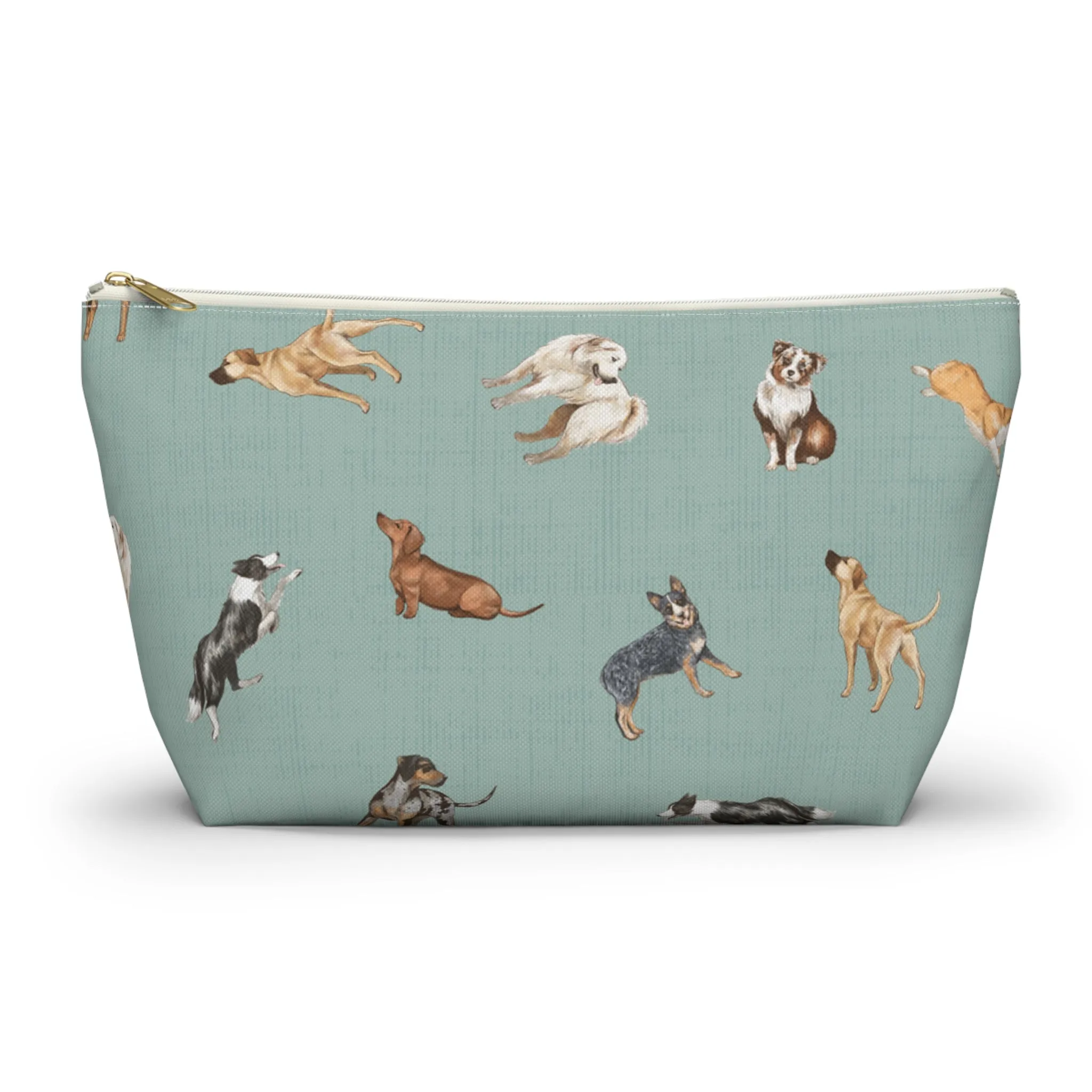 Cow Dogs Pencil Pouch in Turquoise