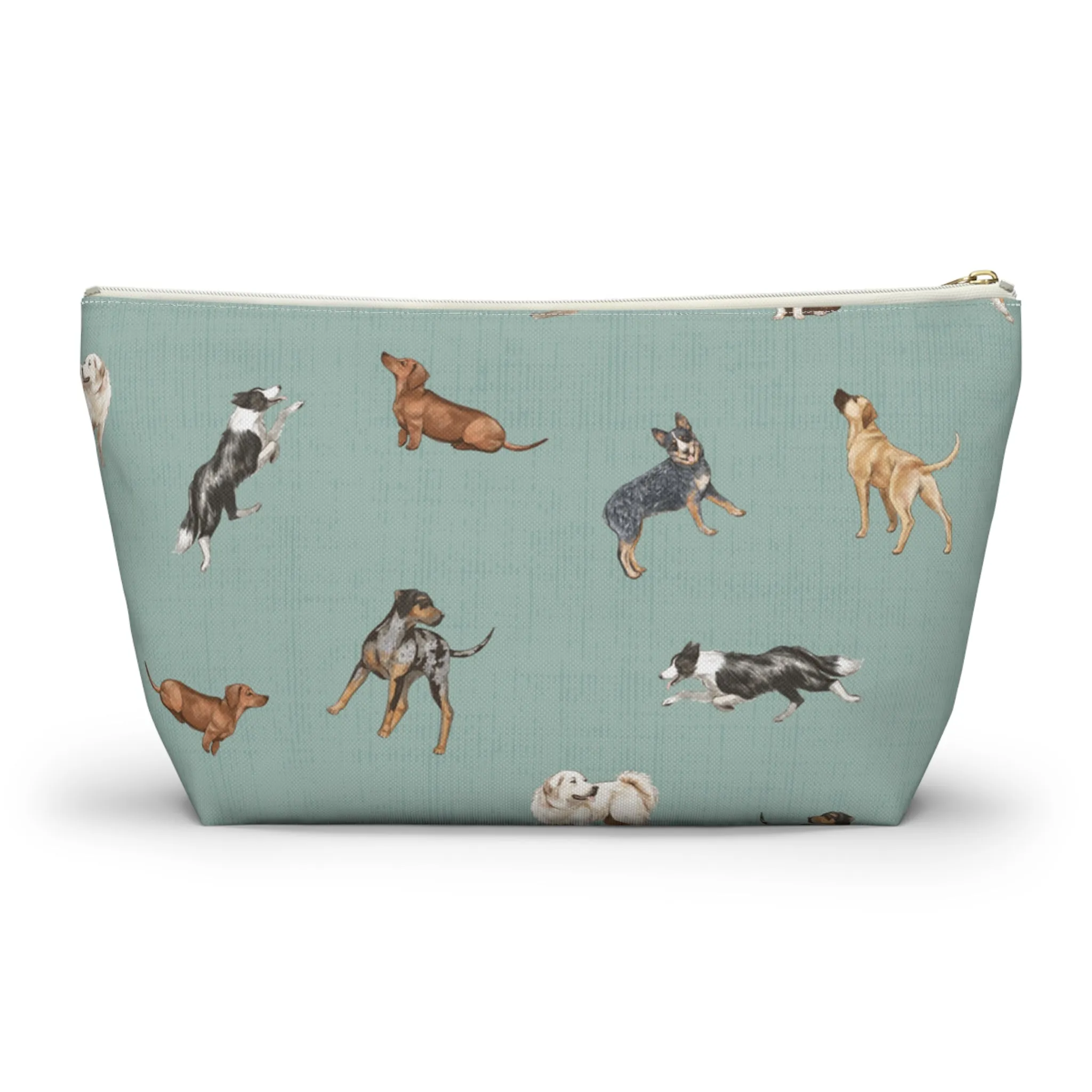 Cow Dogs Pencil Pouch in Turquoise