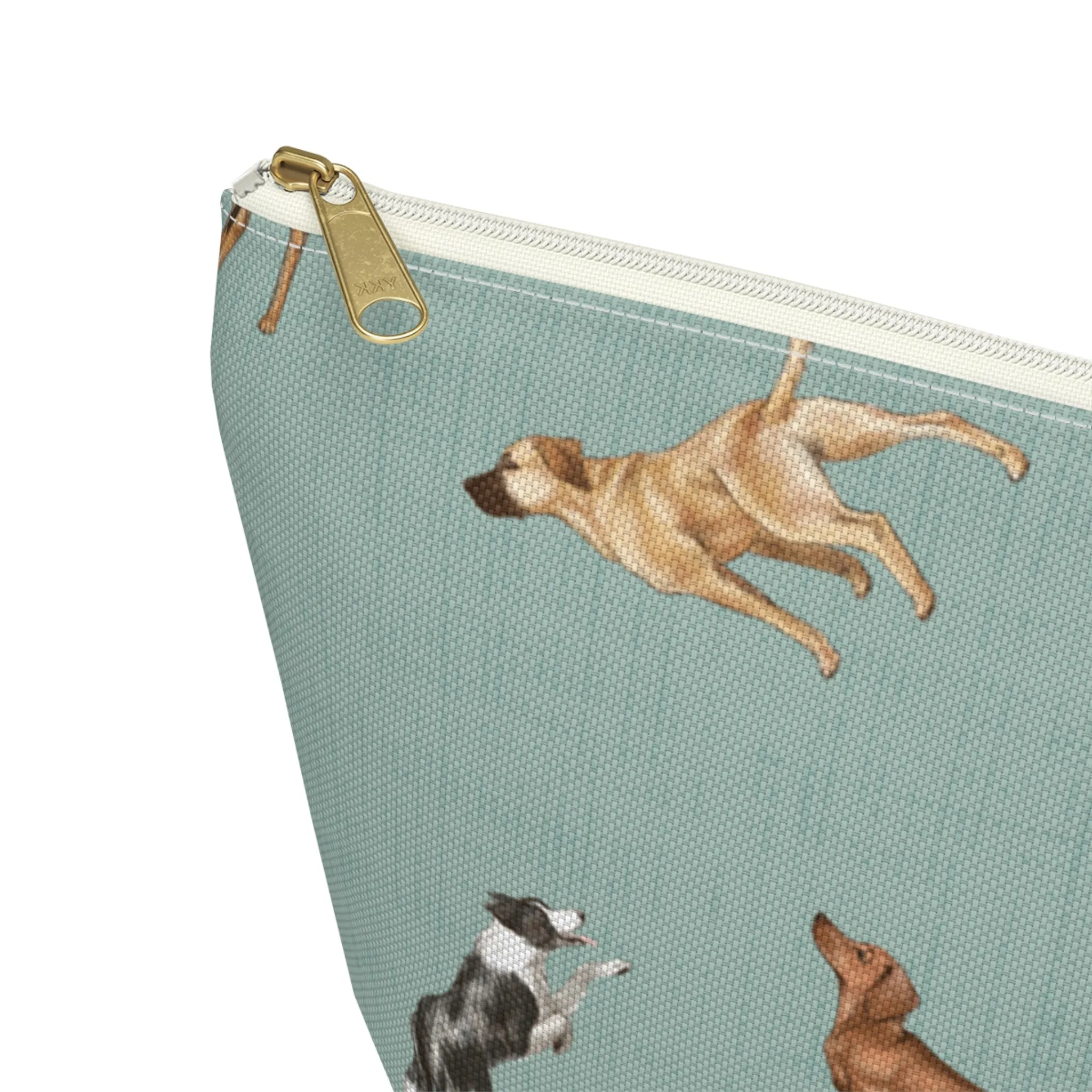 Cow Dogs Pencil Pouch in Turquoise
