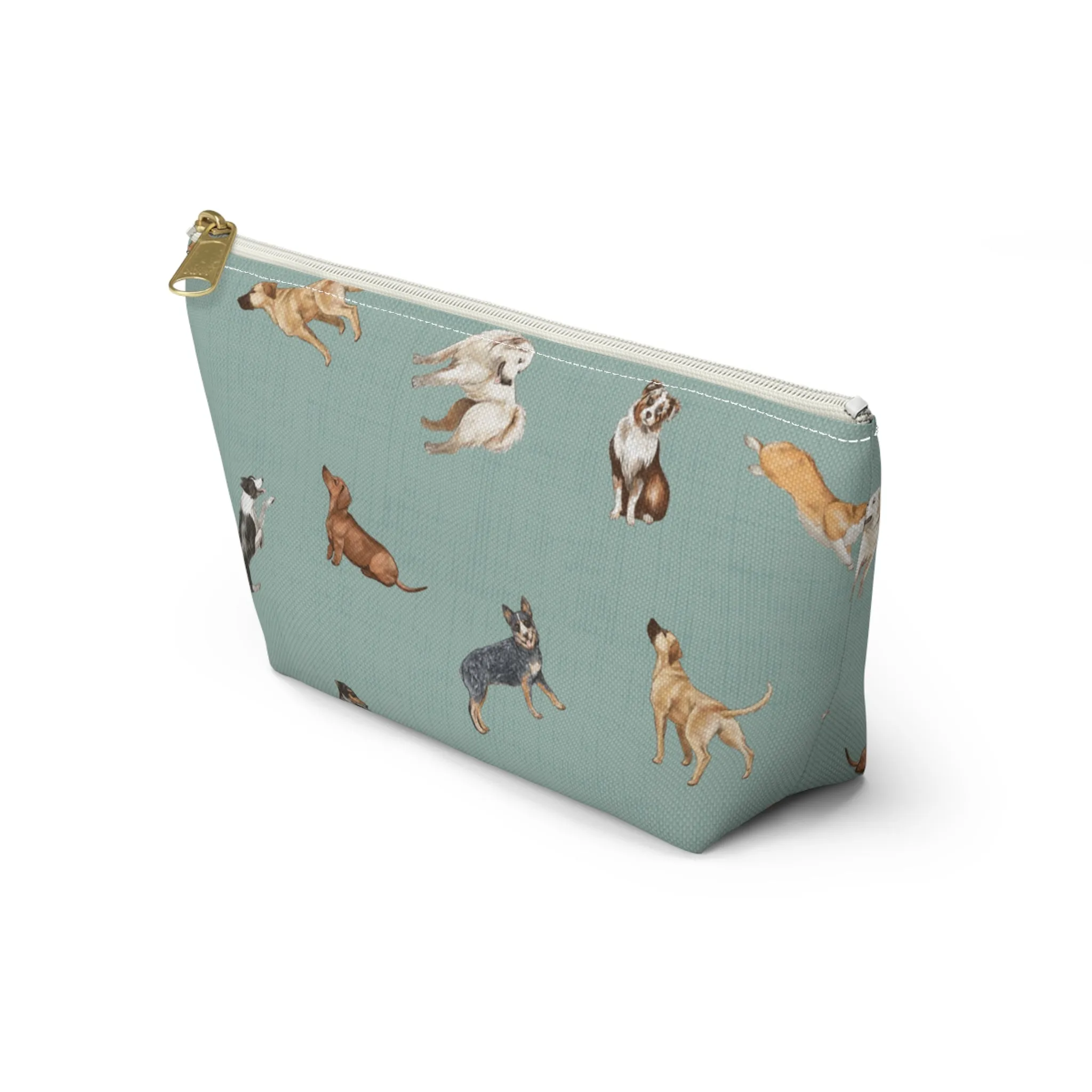 Cow Dogs Pencil Pouch in Turquoise