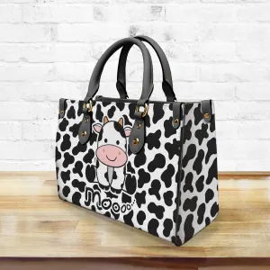 Cow Moo Leather Handbag Purse