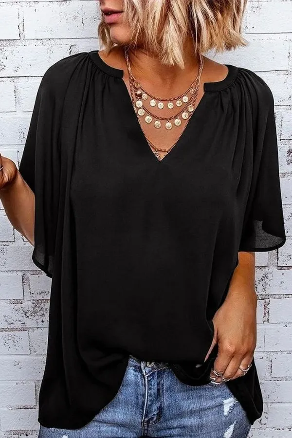 Cozy Solid Color Chiffon T-shirt