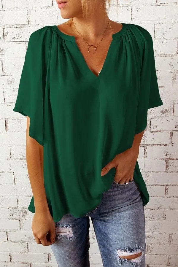 Cozy Solid Color Chiffon T-shirt