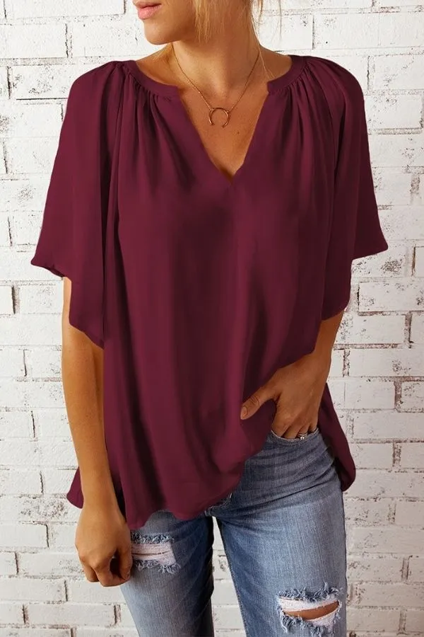 Cozy Solid Color Chiffon T-shirt