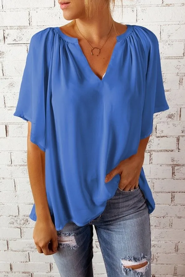 Cozy Solid Color Chiffon T-shirt