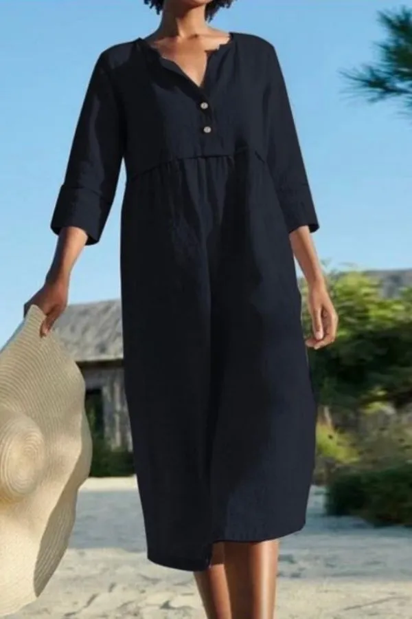 Cozy Solid Color MIdi Dress