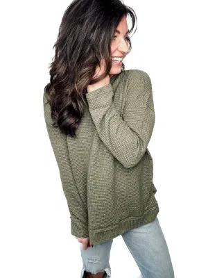 Cozy Vibes Waffle Knit Sweater - PREORDER