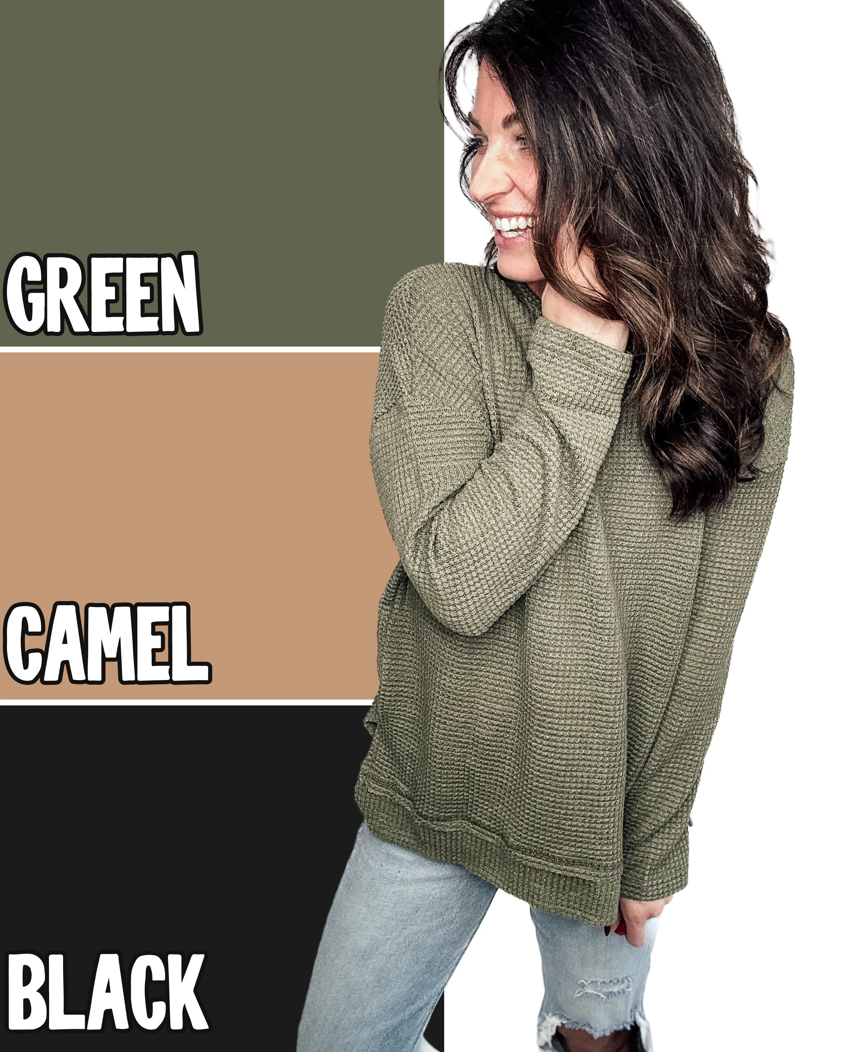 Cozy Vibes Waffle Knit Sweater - PREORDER