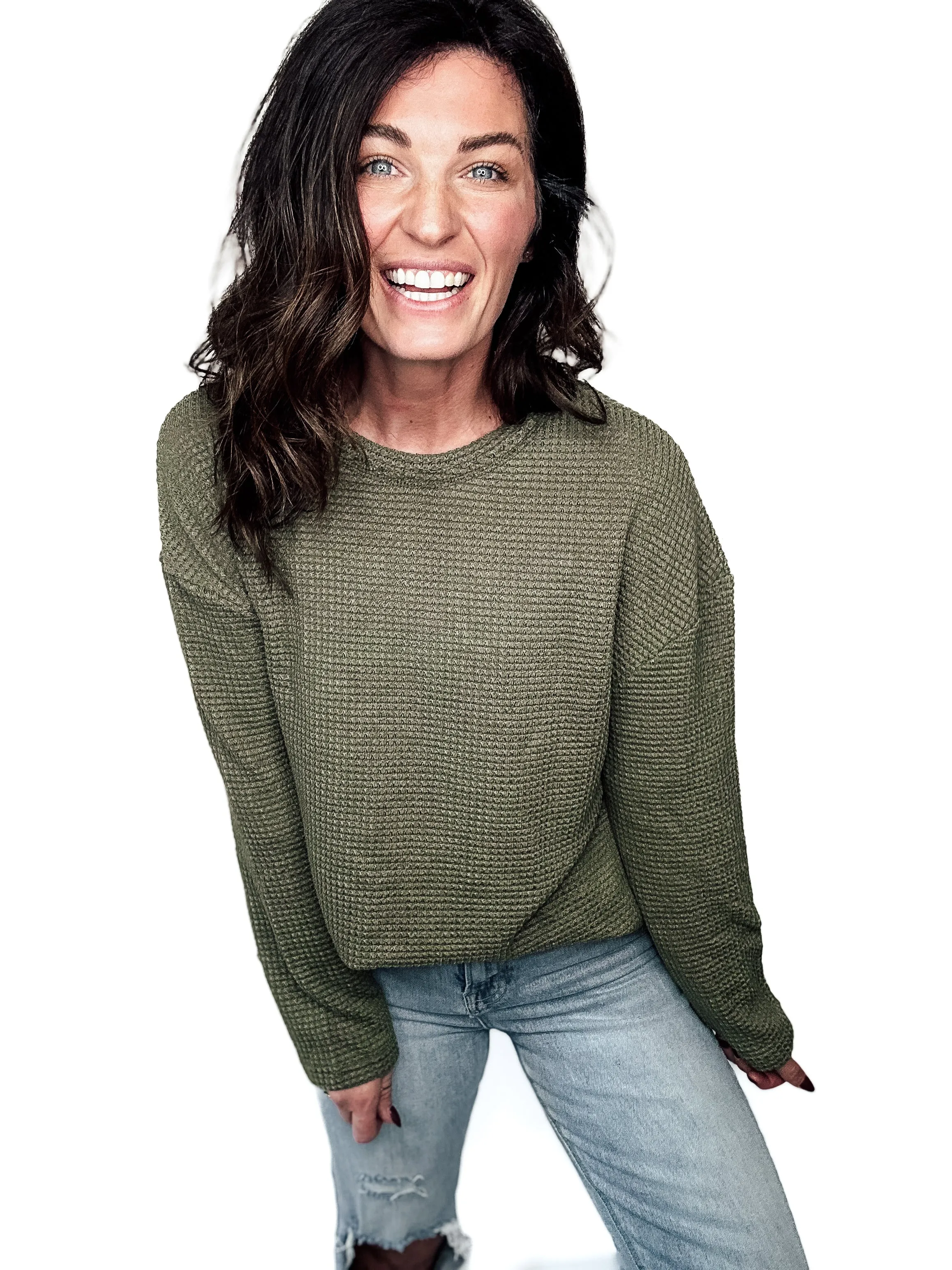 Cozy Vibes Waffle Knit Sweater - PREORDER